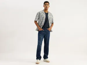 Solid Baggy Fit Mid Wash Jeans