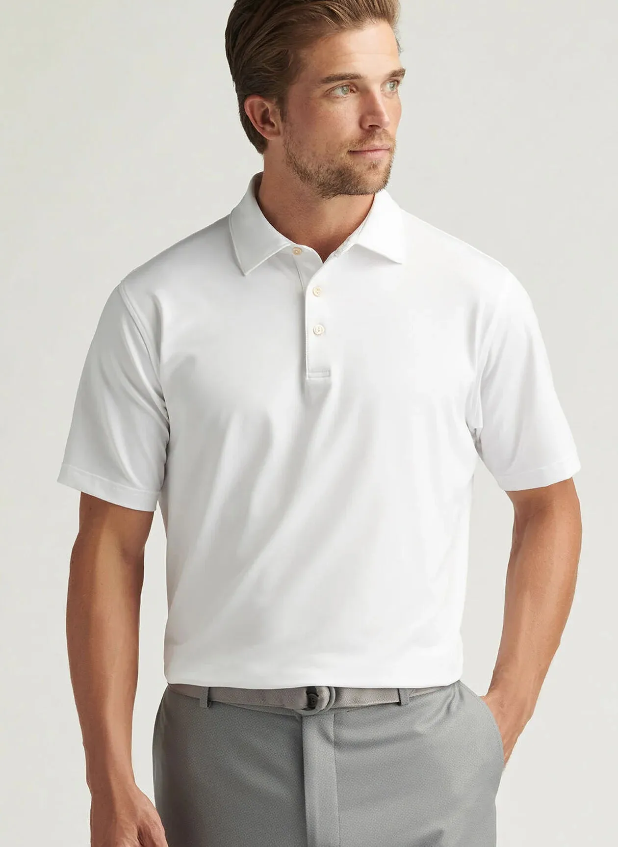 Solid Performance Jersey Polo by Peter Millar - White