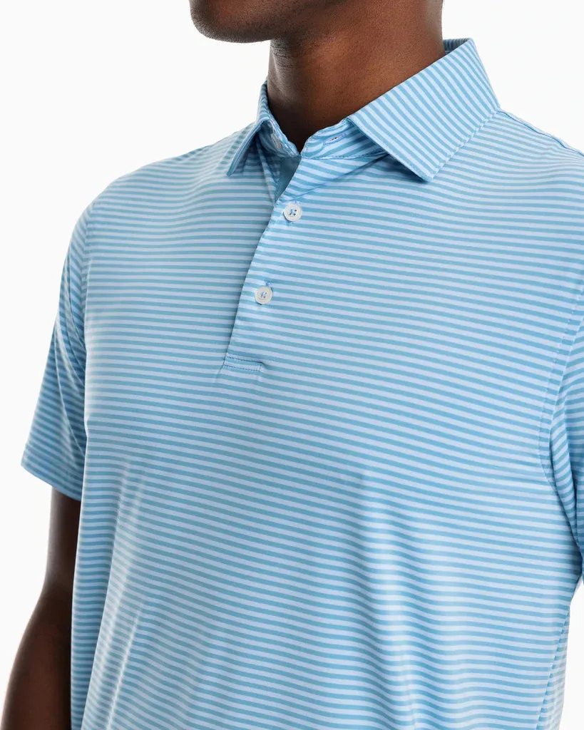 SOUTHERN TIDE BRRR°®-EEZE SHORES STRIPED PERFORMANCE POLO SHIRT - SKY BLUE