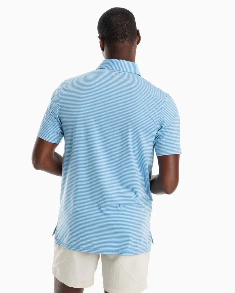 SOUTHERN TIDE BRRR°®-EEZE SHORES STRIPED PERFORMANCE POLO SHIRT - SKY BLUE