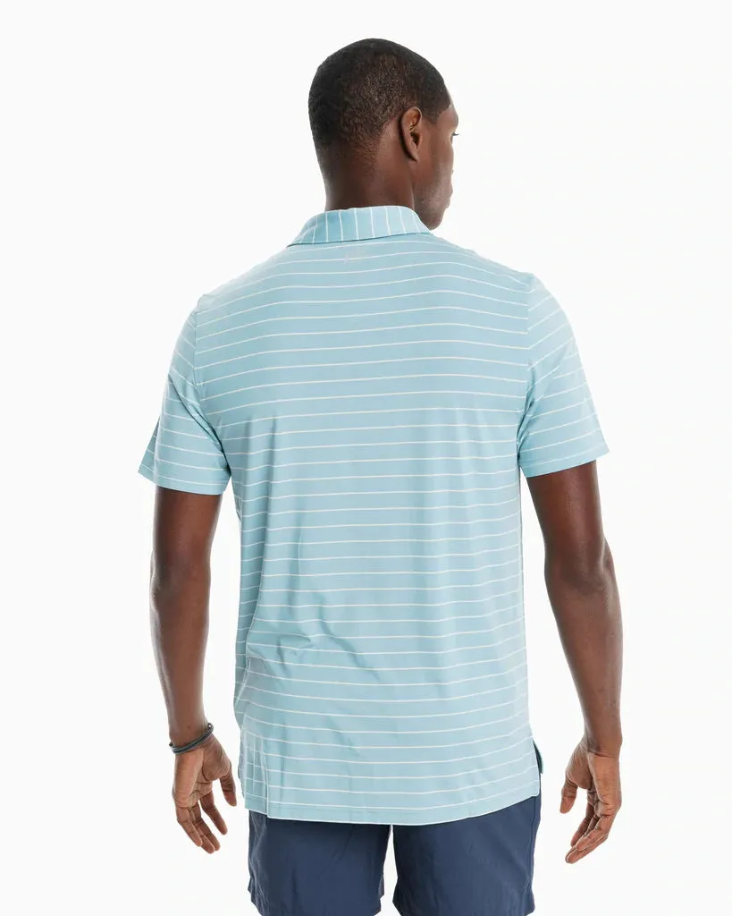 SOUTHERN TIDE DRIVER NEARSHORE STRIPED PERFORMANCE POLO SHIRT - OCEAN TEAL