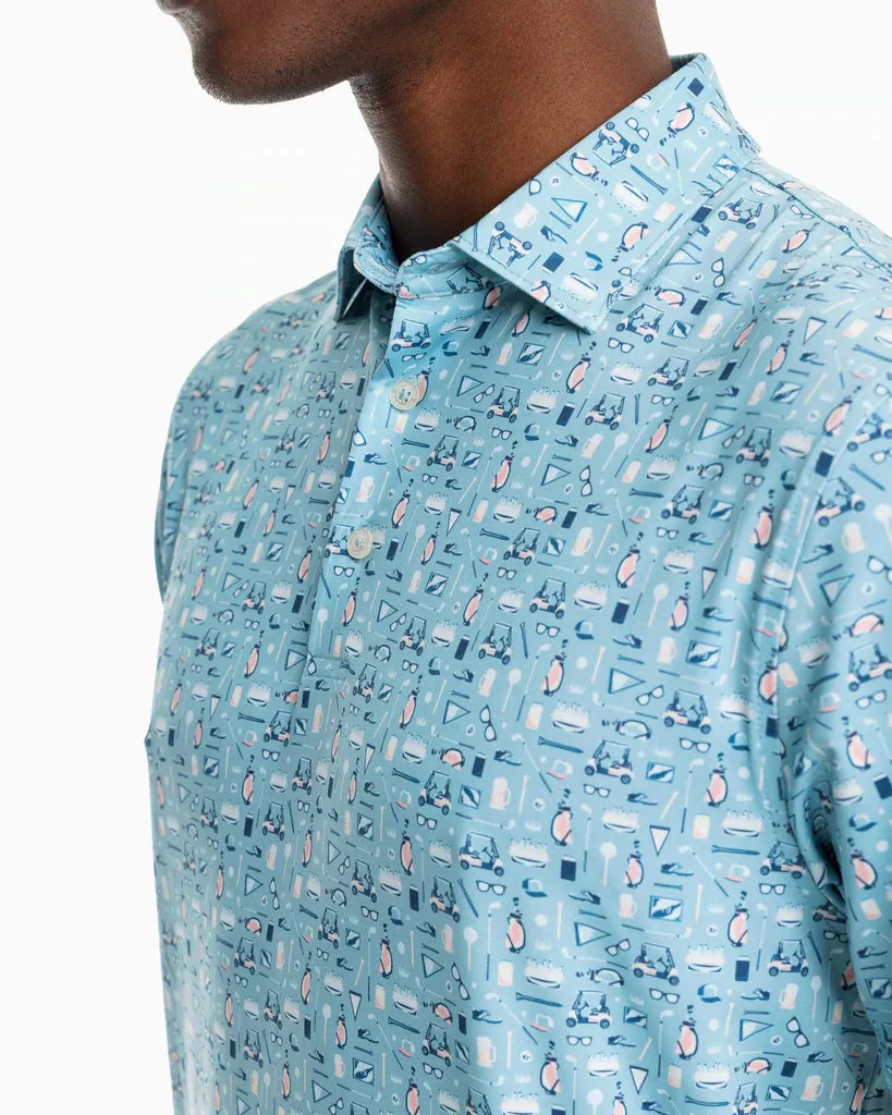 SOUTHERN TIDE DRIVER RIDGECREST PRINTED PERFORMANCE POLO SHIRT - OCEAN TEAL