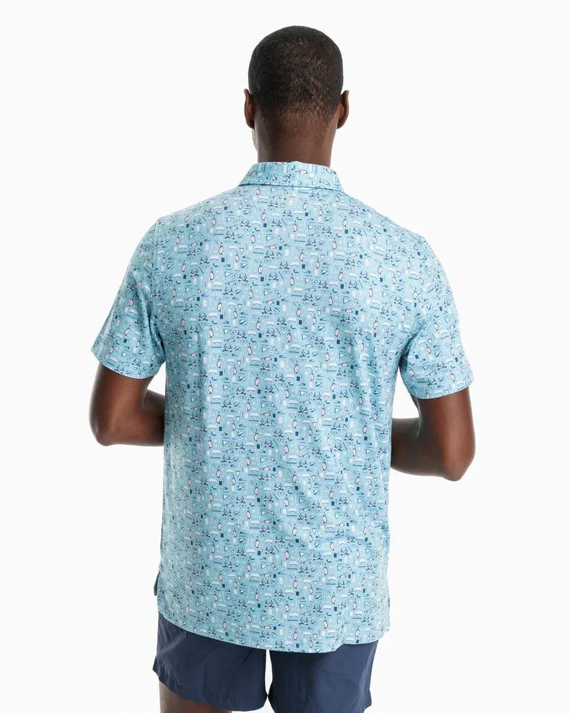 SOUTHERN TIDE DRIVER RIDGECREST PRINTED PERFORMANCE POLO SHIRT - OCEAN TEAL