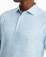 SOUTHERN TIDE DRIVER TIDAL STRIPED PERFORMANCE POLO SHIRT - OCEAN TEAL