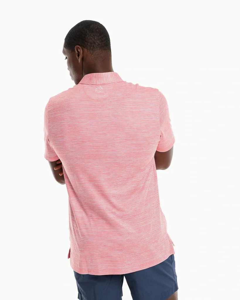 SOUTHERN TIDE DRIVER TIDAL STRIPED PERFORMANCE POLO SHIRT - ROUGE RED