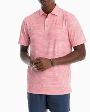 SOUTHERN TIDE DRIVER TIDAL STRIPED PERFORMANCE POLO SHIRT - ROUGE RED