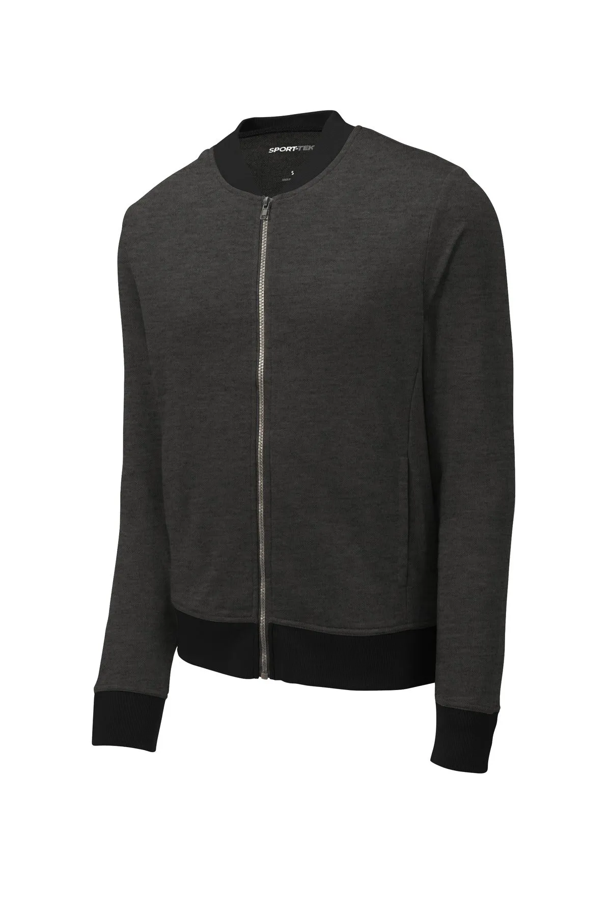 Sport-Tek  Lightweight French Terry Bomber. ST274 Heather Black