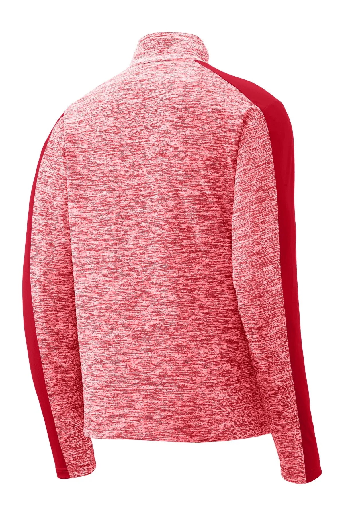 Sport-Tek PosiCharge Electric Heather Colorblock 1/4-Zip Pullover. ST397 Deep Red Electric/ Deep Red
