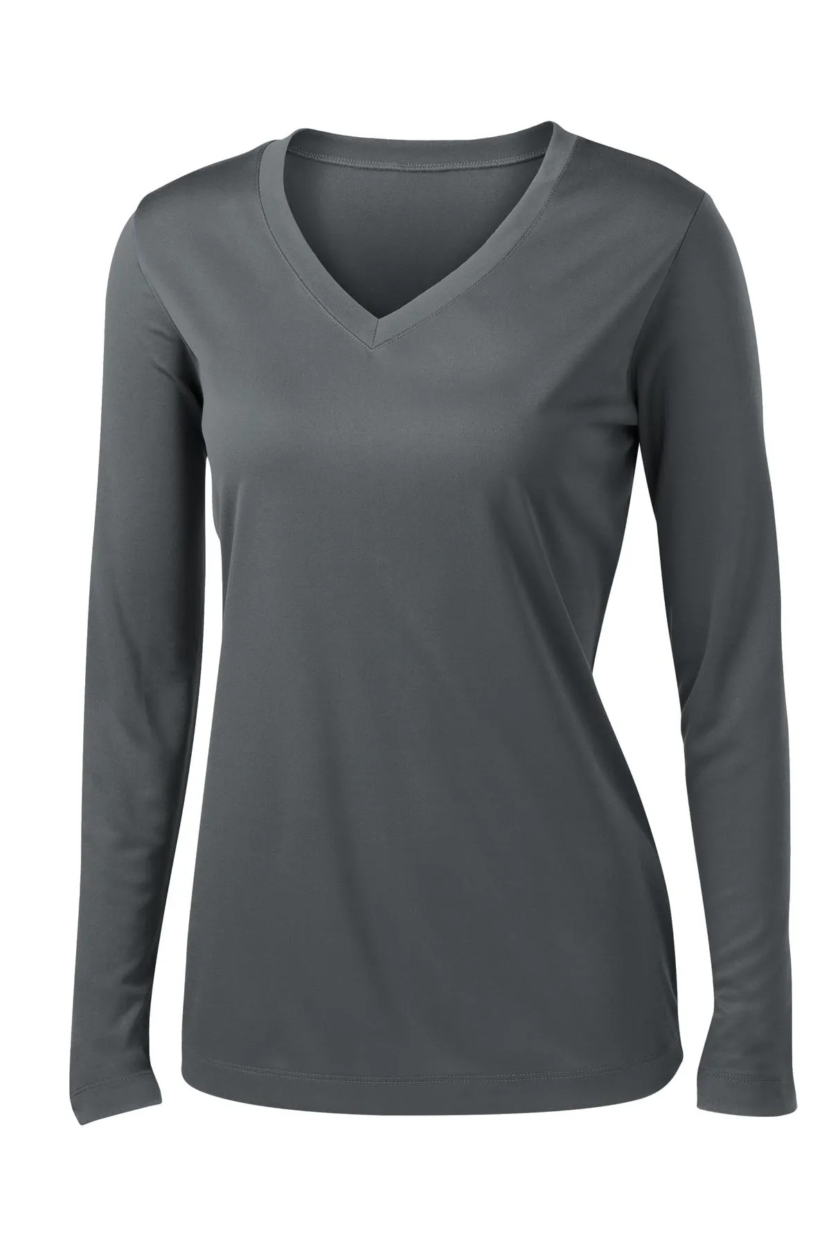 Sport-Tek Women's Long Sleeve PosiCharge Competitor V-Neck Tee. LST353LS Iron Grey