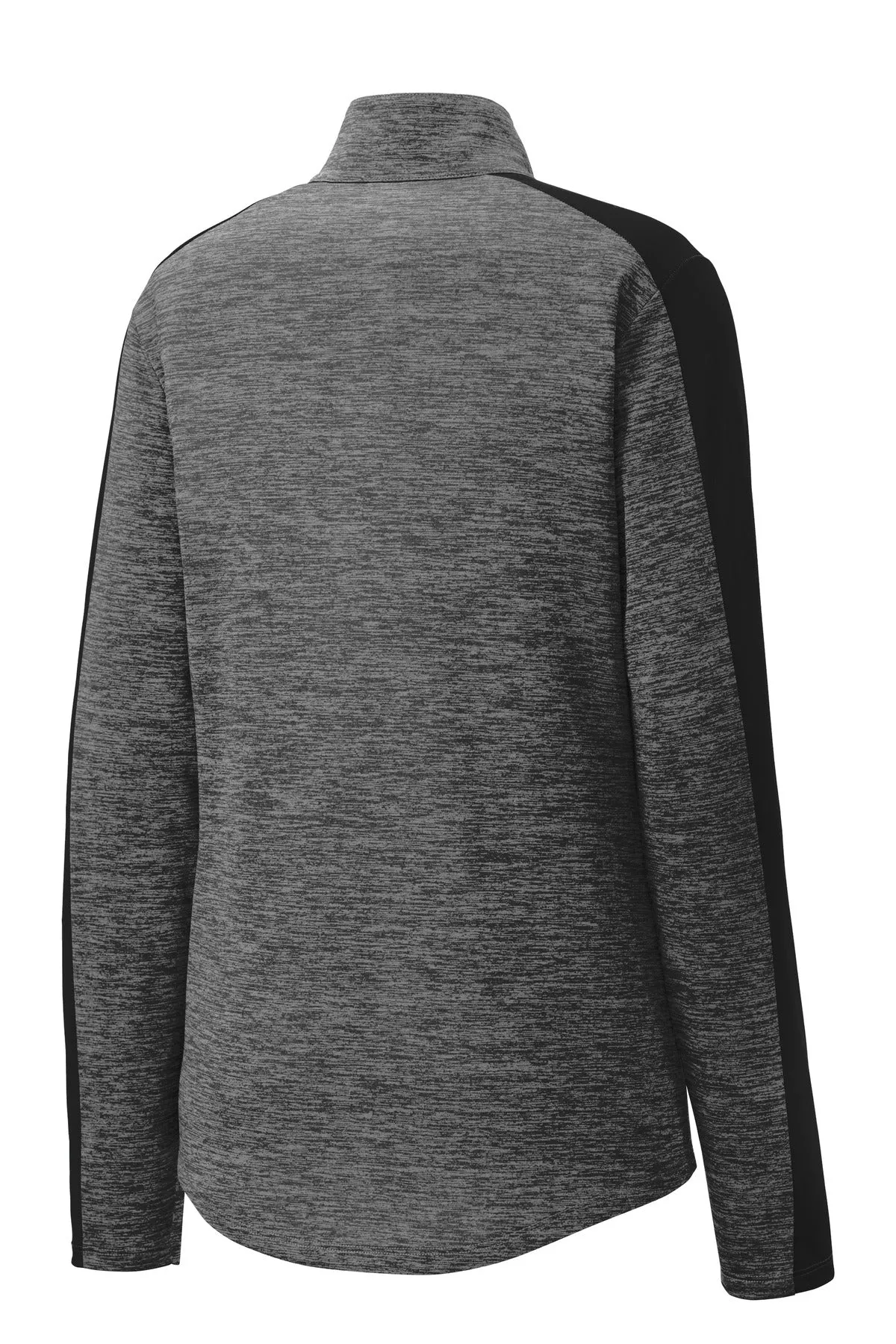 Sport-Tek Women's PosiCharge Electric Heather Colorblock 1/4-Zip Pullover. LST397 Grey-Black Electric/ Black