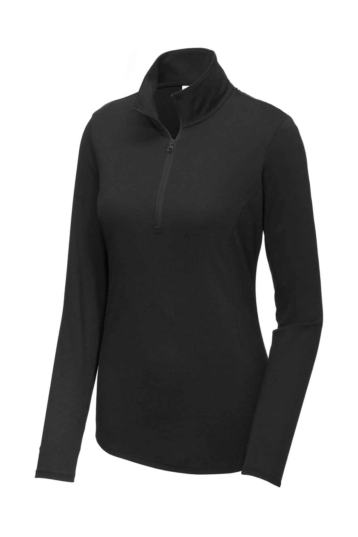 Sport-Tek  Women's PosiCharge  Tri-Blend Wicking 1/4-Zip Pullover. LST407 Black Triad Solid