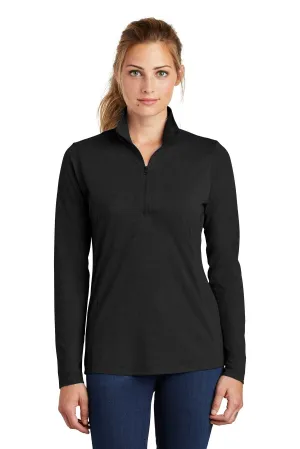 Sport-Tek  Women's PosiCharge  Tri-Blend Wicking 1/4-Zip Pullover. LST407 Black Triad Solid