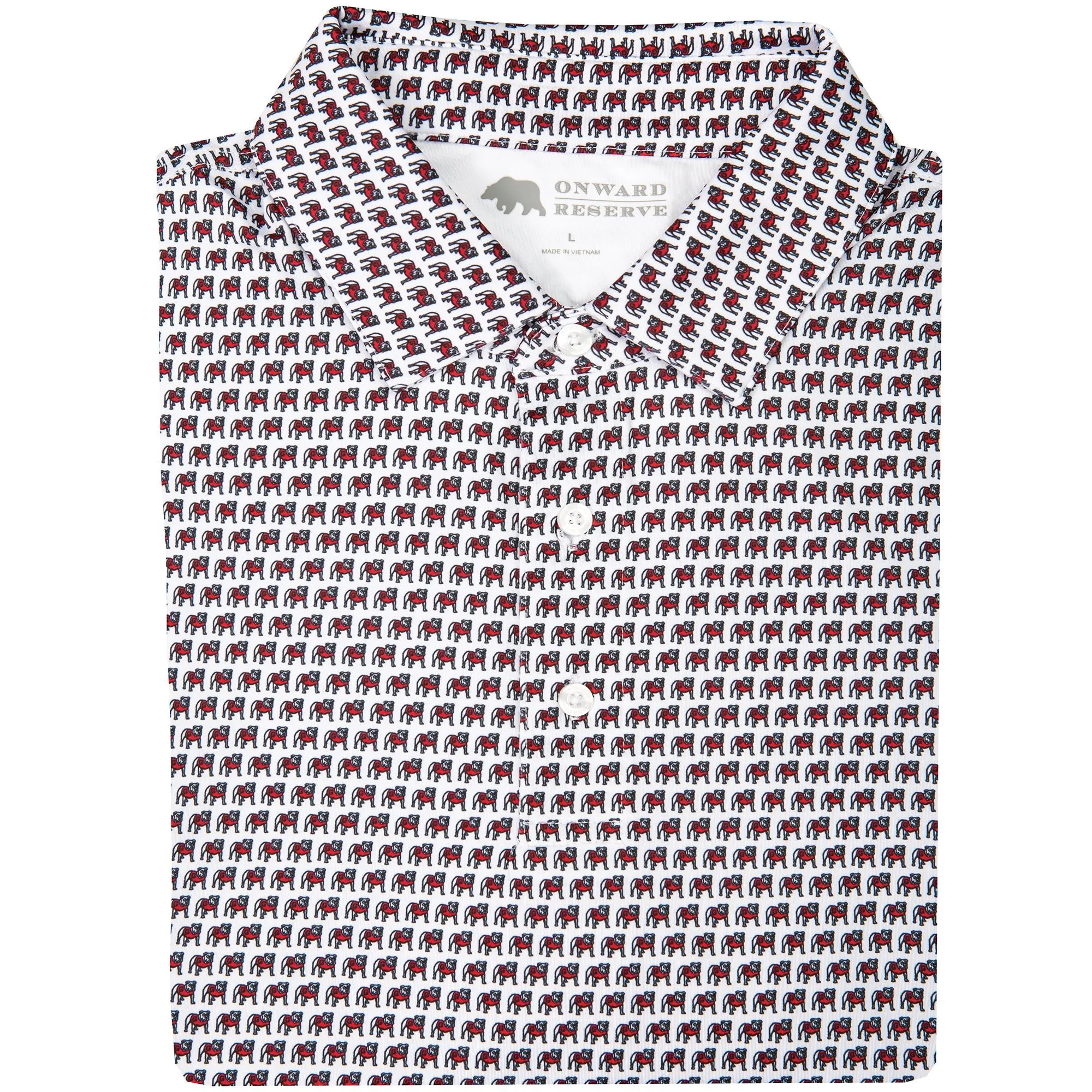 STANDING BULLDOG PRINTED POLO - WHITE
