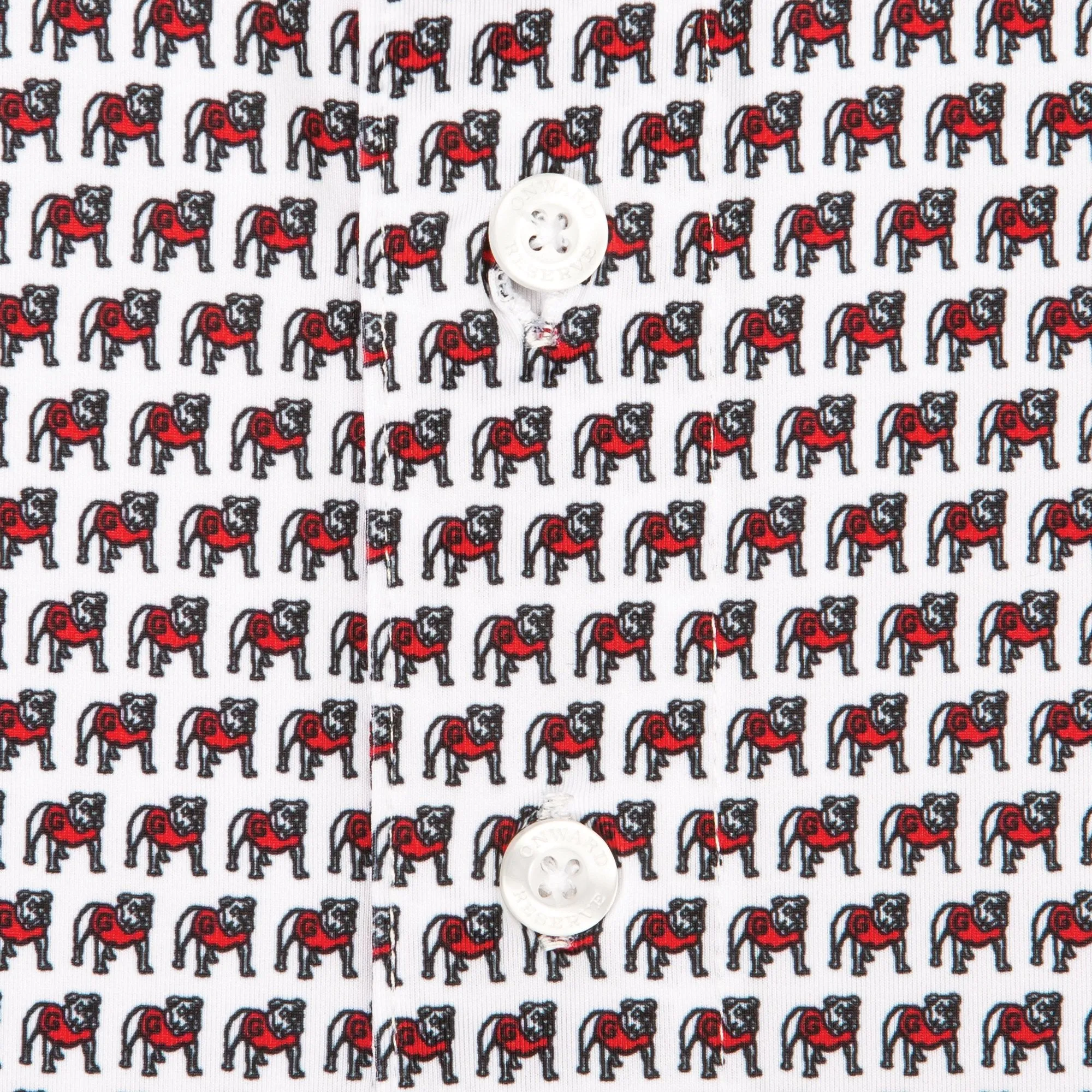 STANDING BULLDOG PRINTED POLO - WHITE