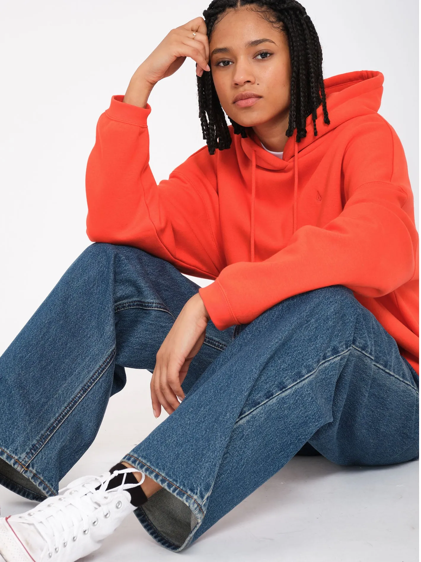 Stone Heart Up Hoodie - Bright Red