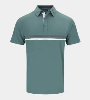 STRIPE PERFORMANCE POLO - SAGE/CHARCOAL