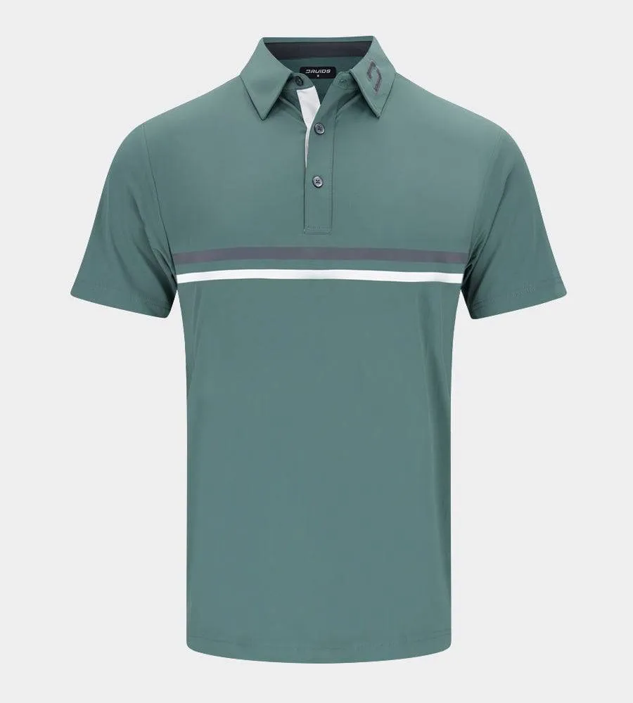 STRIPE PERFORMANCE POLO - SAGE/CHARCOAL