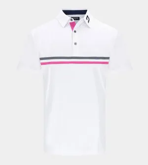 STRIPE PERFORMANCE POLO - WHITE/NAVY
