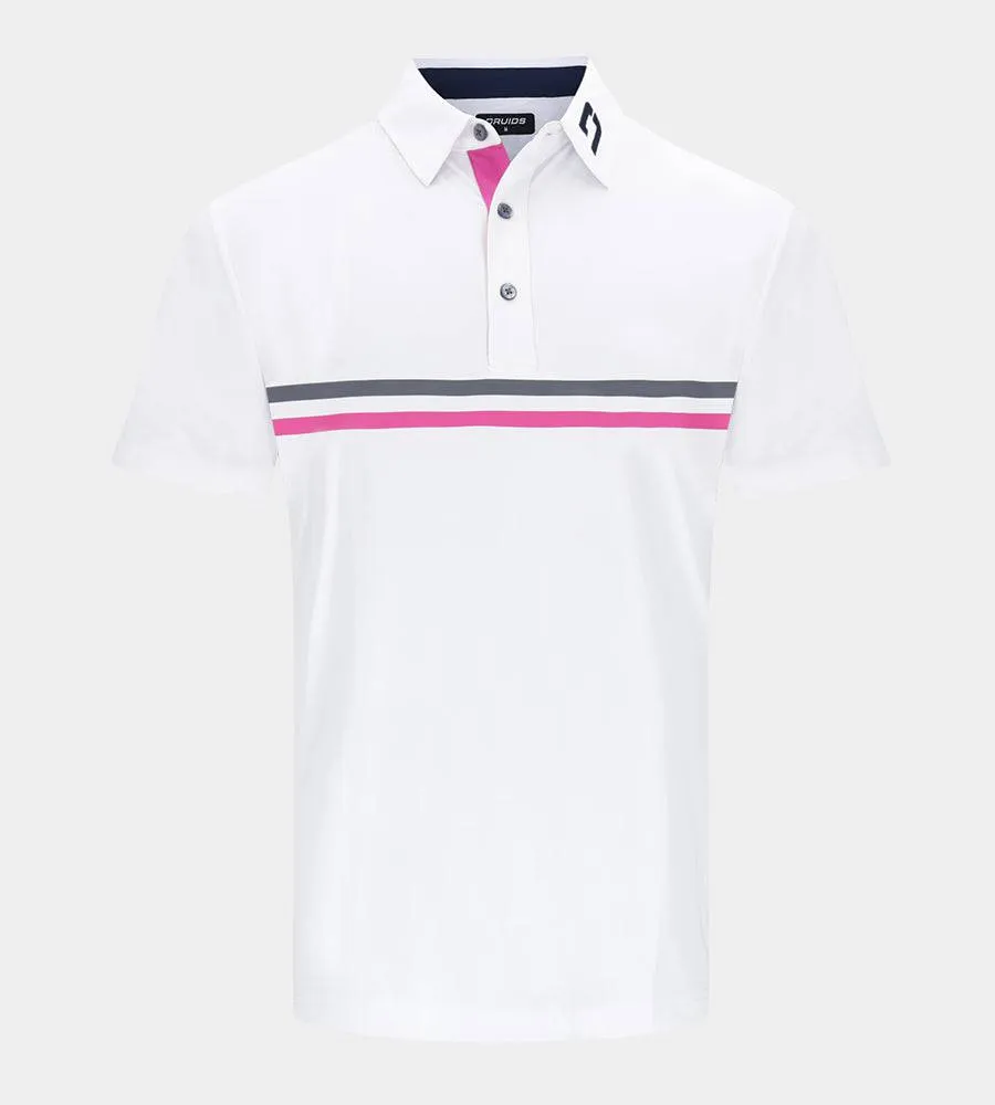 STRIPE PERFORMANCE POLO - WHITE/NAVY