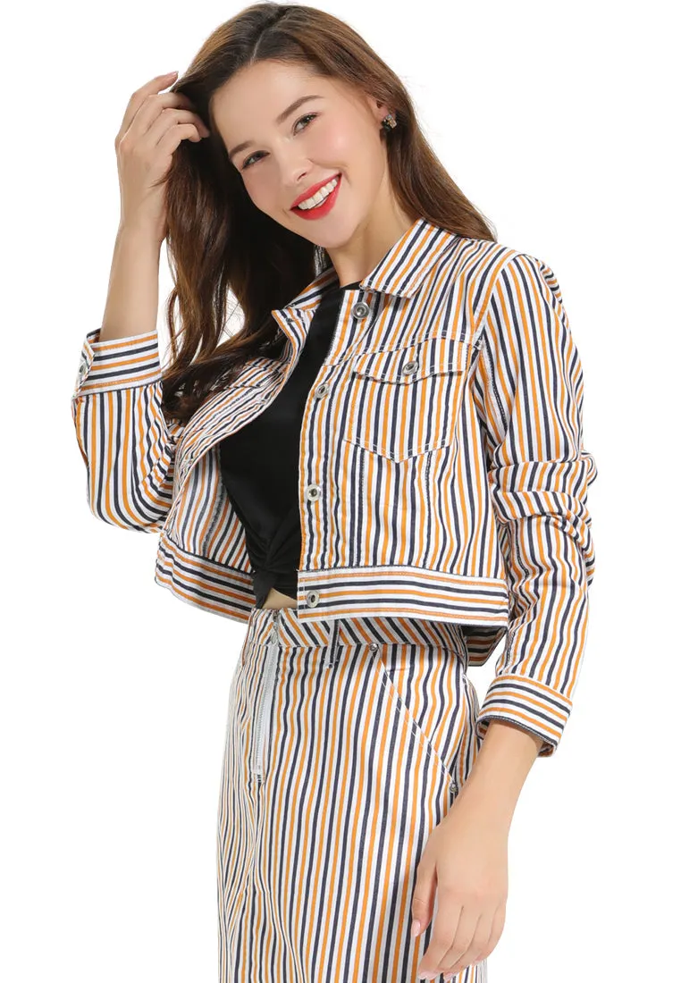 striped jacket and skirt co-ord set
