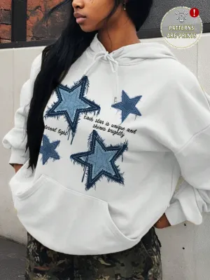 Sudadera holgada Cherry Vibes con capucha y estampado de estrellas