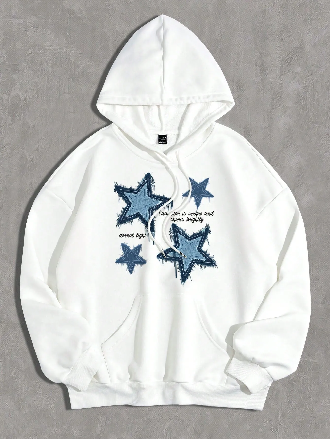 Sudadera holgada Cherry Vibes con capucha y estampado de estrellas