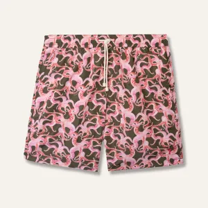 Swim Shorts Long Octopus Olive