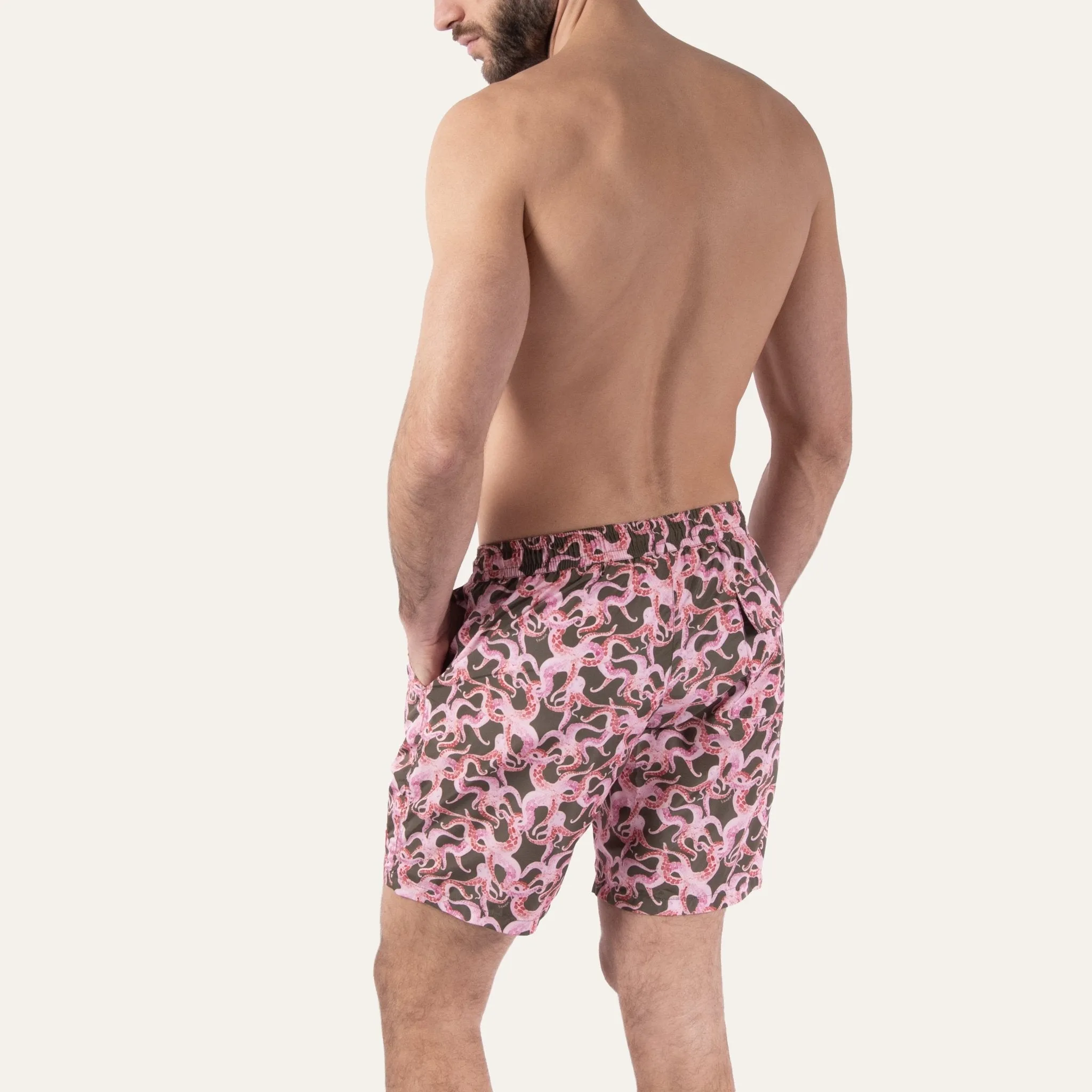 Swim Shorts Long Octopus Olive