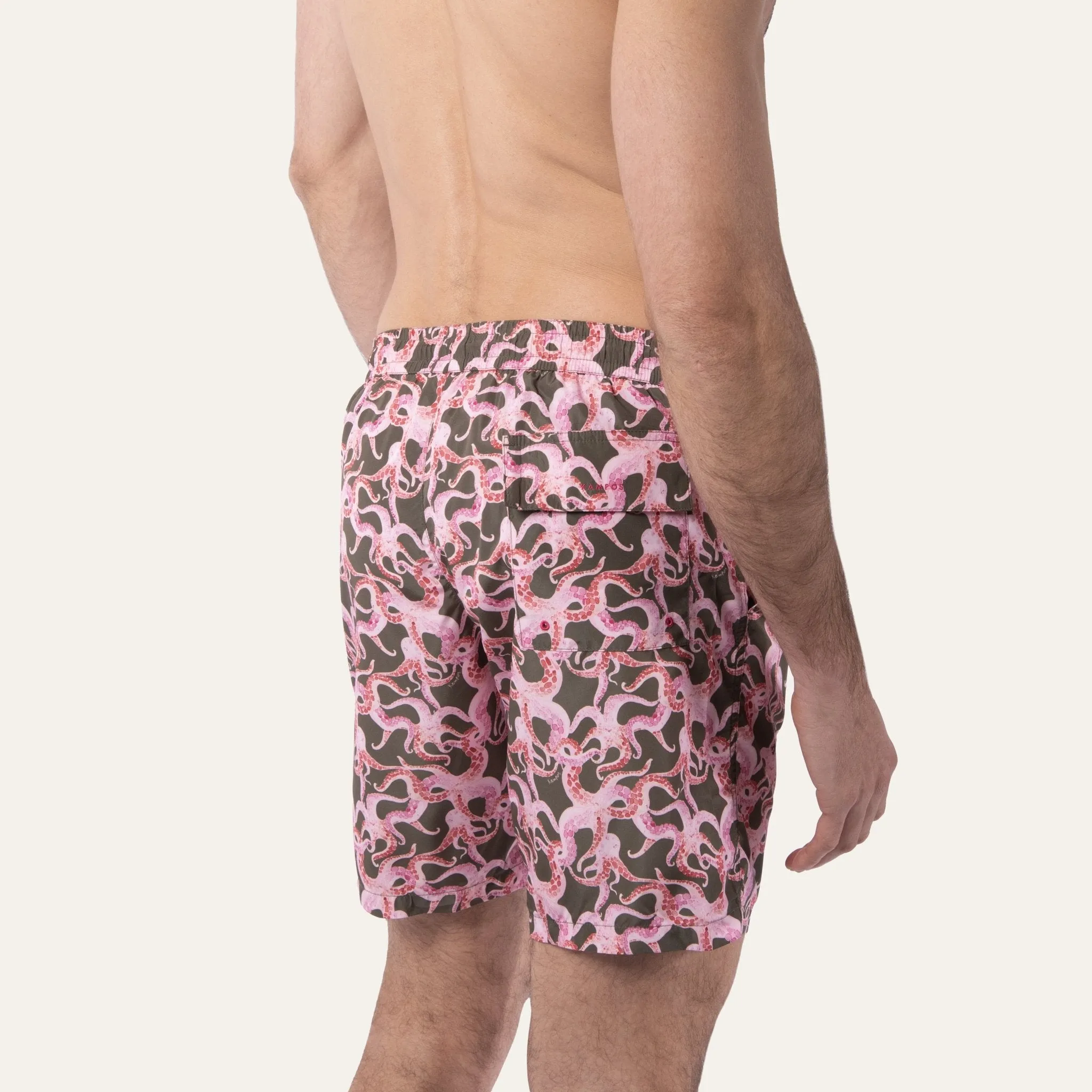 Swim Shorts Long Octopus Olive