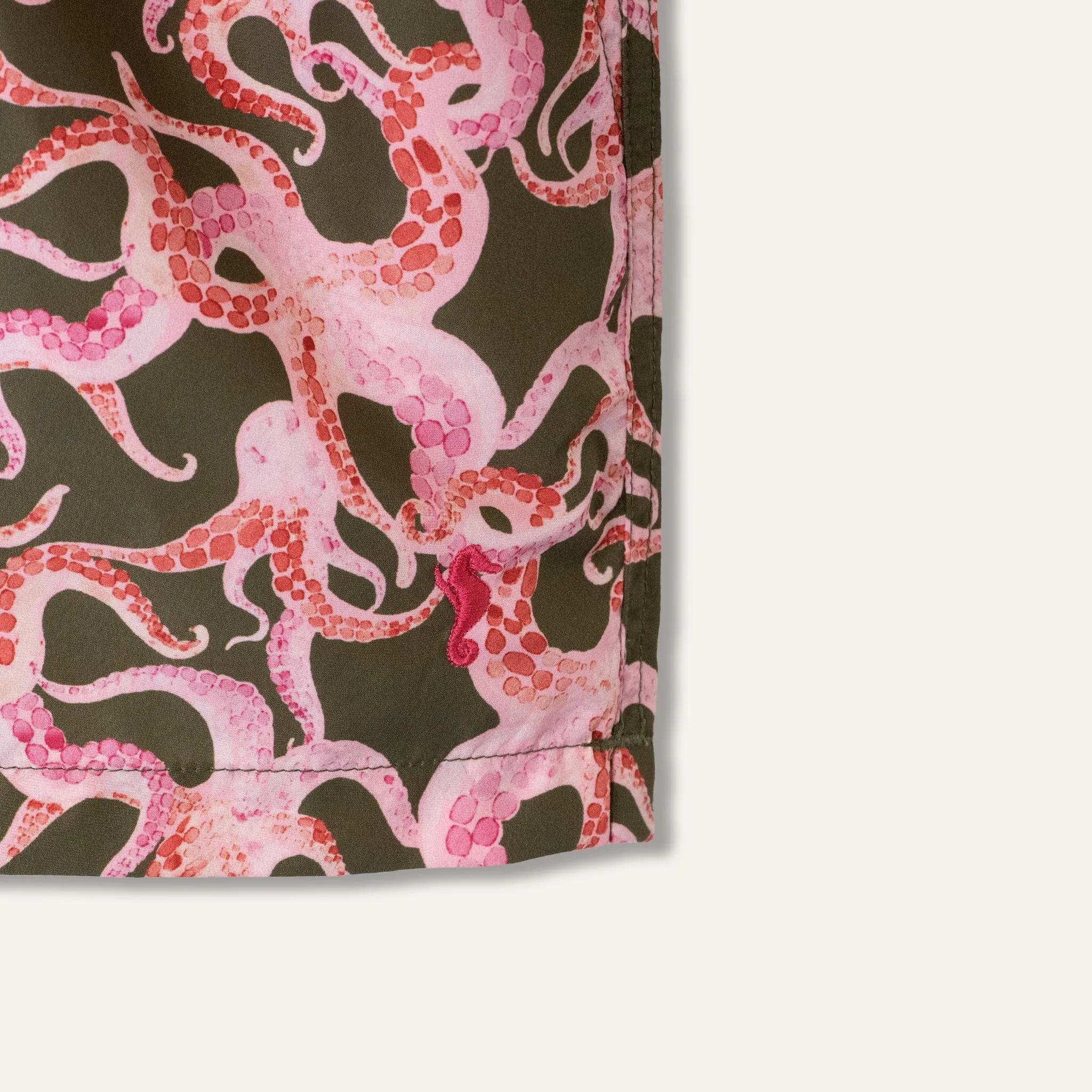 Swim Shorts Long Octopus Olive