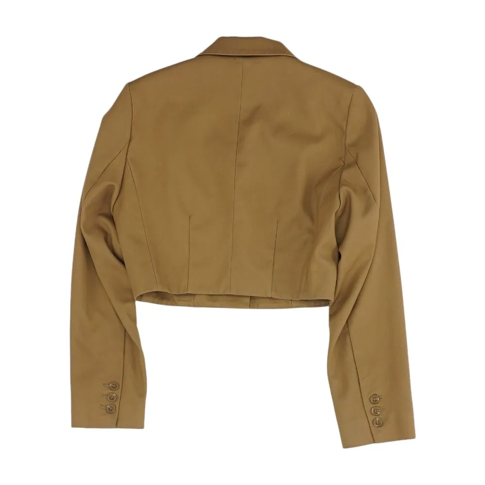 Tan Solid Cropped Blazer