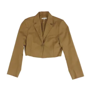 Tan Solid Cropped Blazer