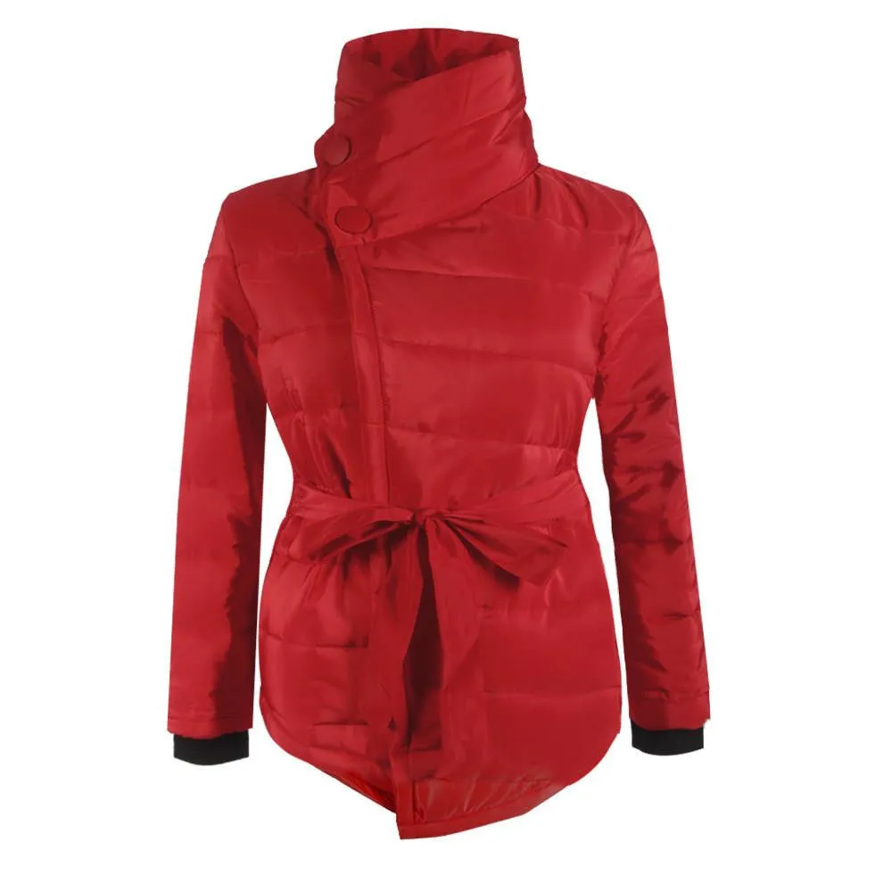 ultra light down Jacket women down coat female coat covered button belt parka slim overcoat