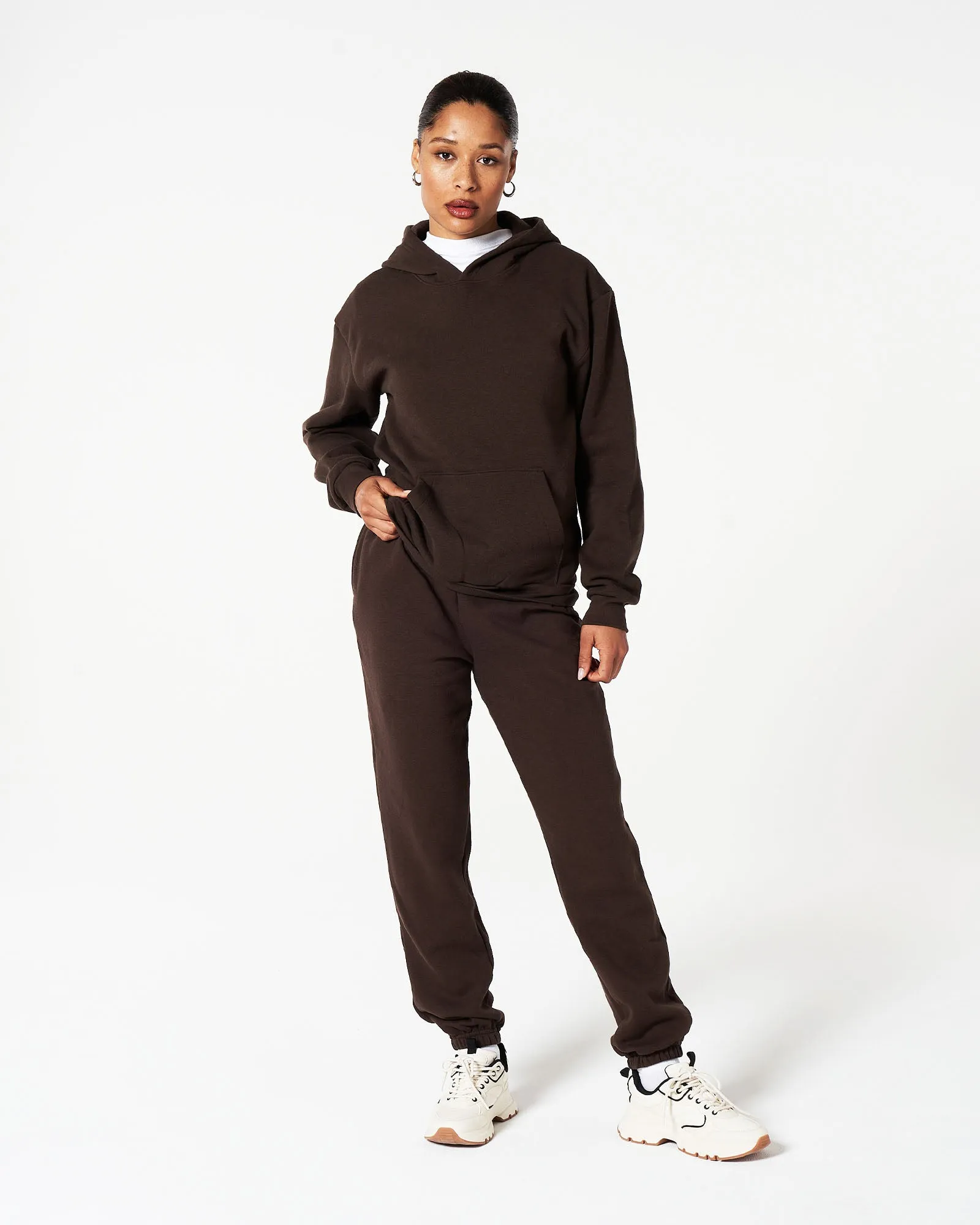 Unisex Brown Tracksuit Set - American Apparel® Pullover Hoodie & Sweatpants Set