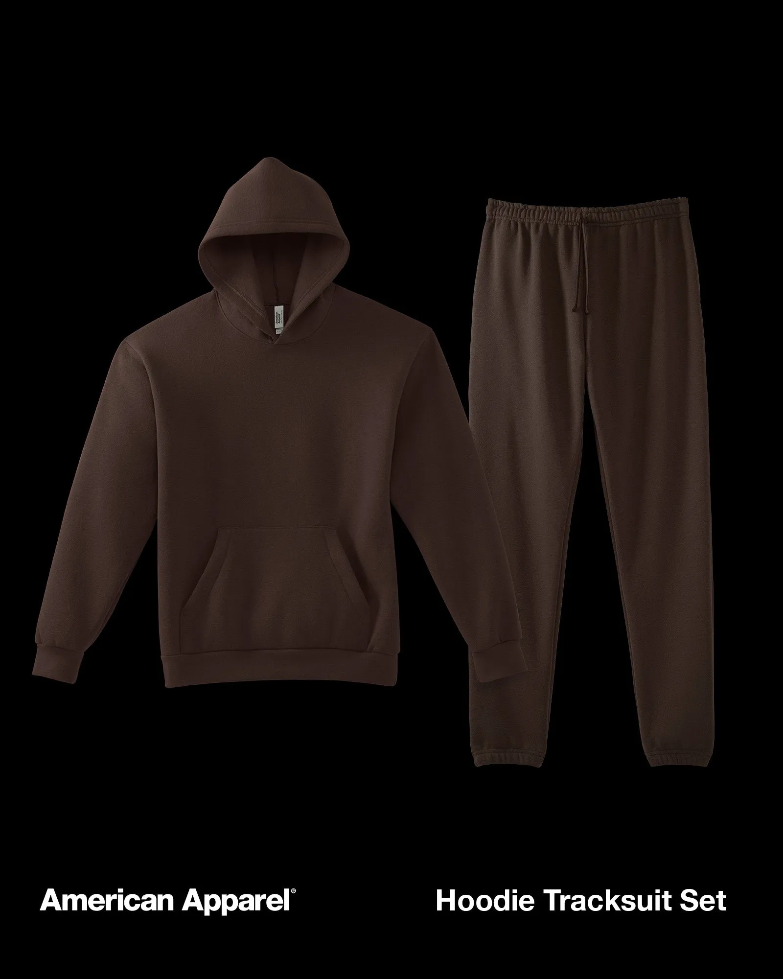 Unisex Brown Tracksuit Set - American Apparel® Pullover Hoodie & Sweatpants Set