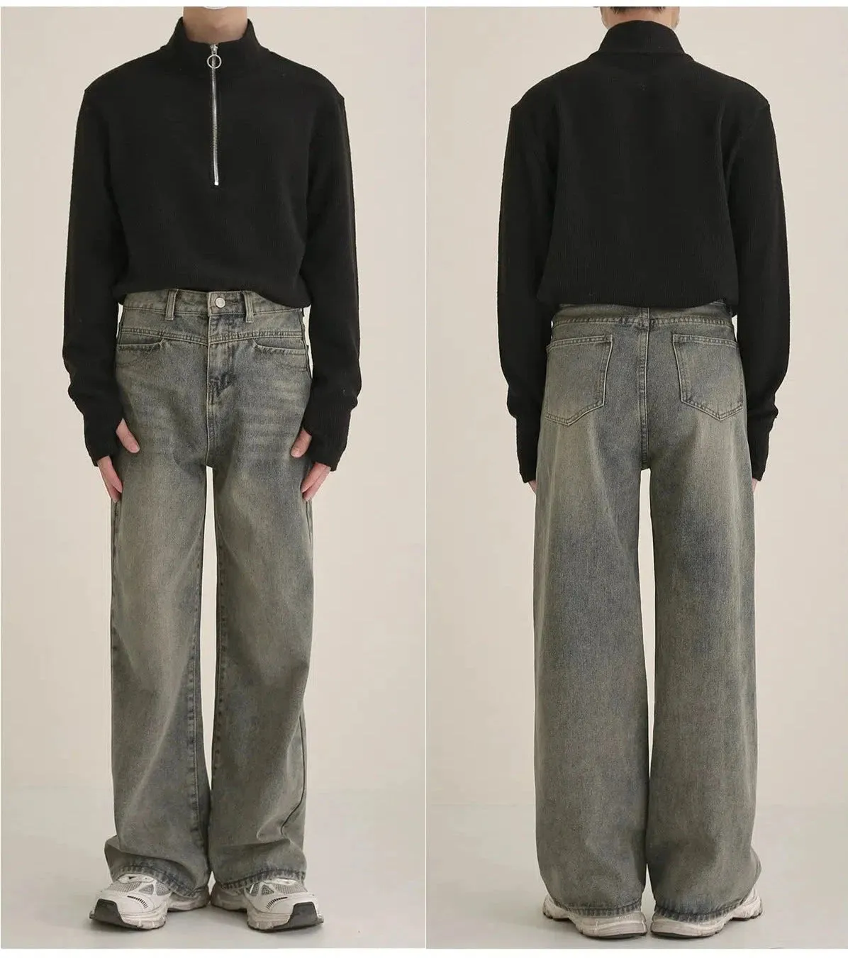 Vintage-Inspired High-Waist Relaxed Fit Jeans