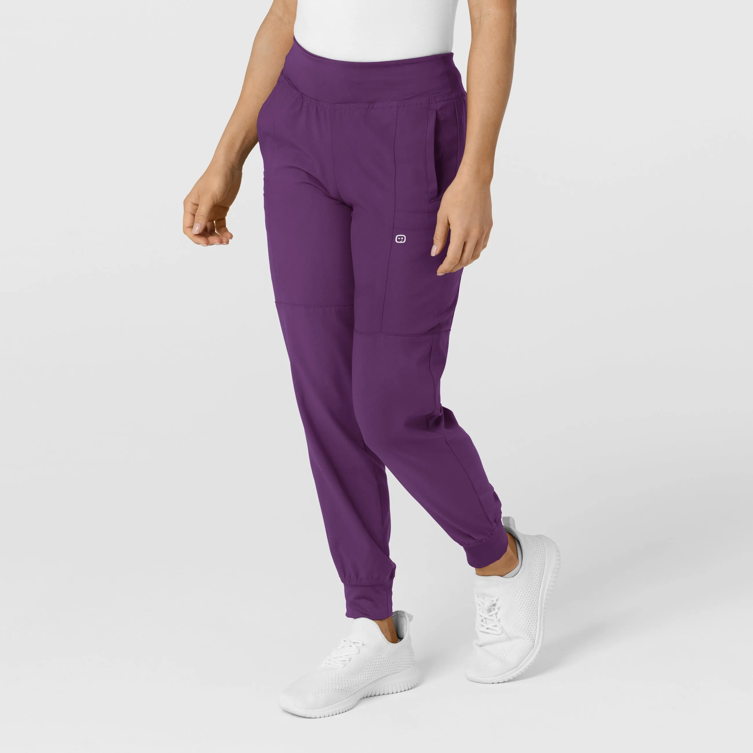 W123 5555 Comfort Waist Cargo Jogger Scrub Pants Eggplant