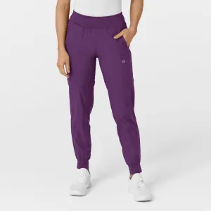 W123 5555 Comfort Waist Cargo Jogger Scrub Pants Eggplant