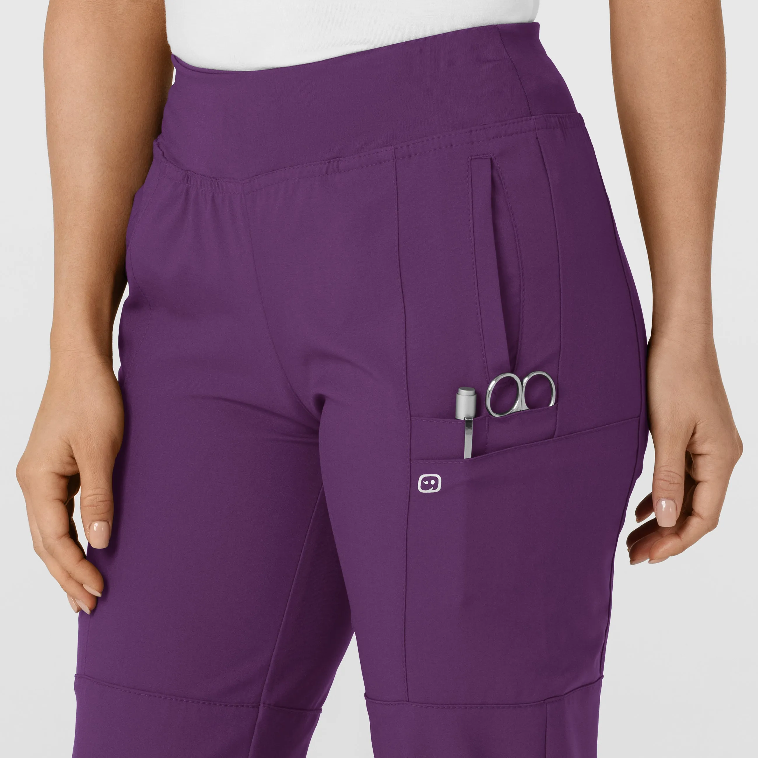 W123 5555 Comfort Waist Cargo Jogger Scrub Pants Eggplant