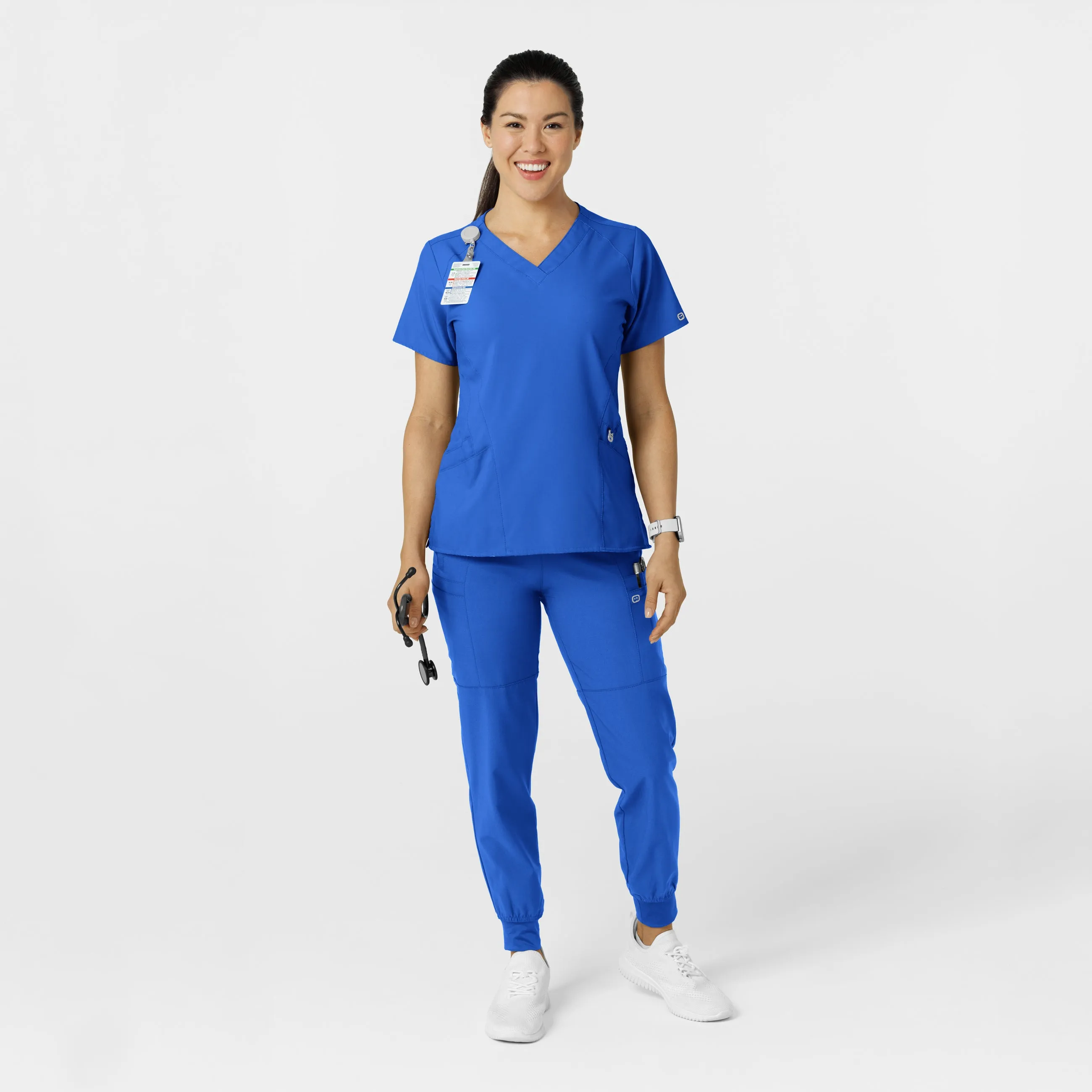 W123 5555 Comfort Waist Cargo Jogger Scrub Pants Royal