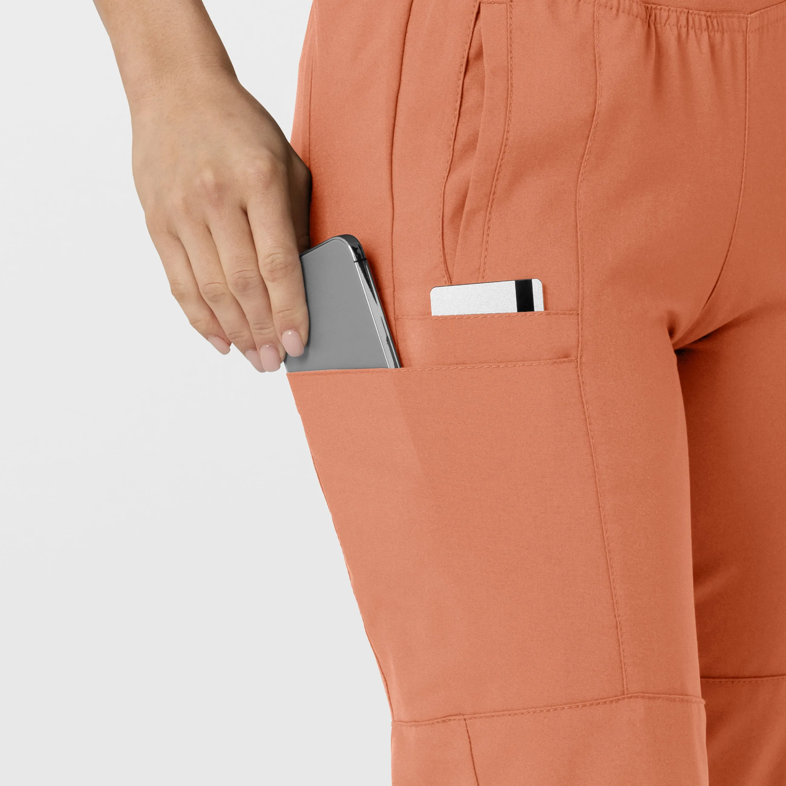 W123 5555 Comfort Waist Cargo Jogger Scrub Pants Terracotta