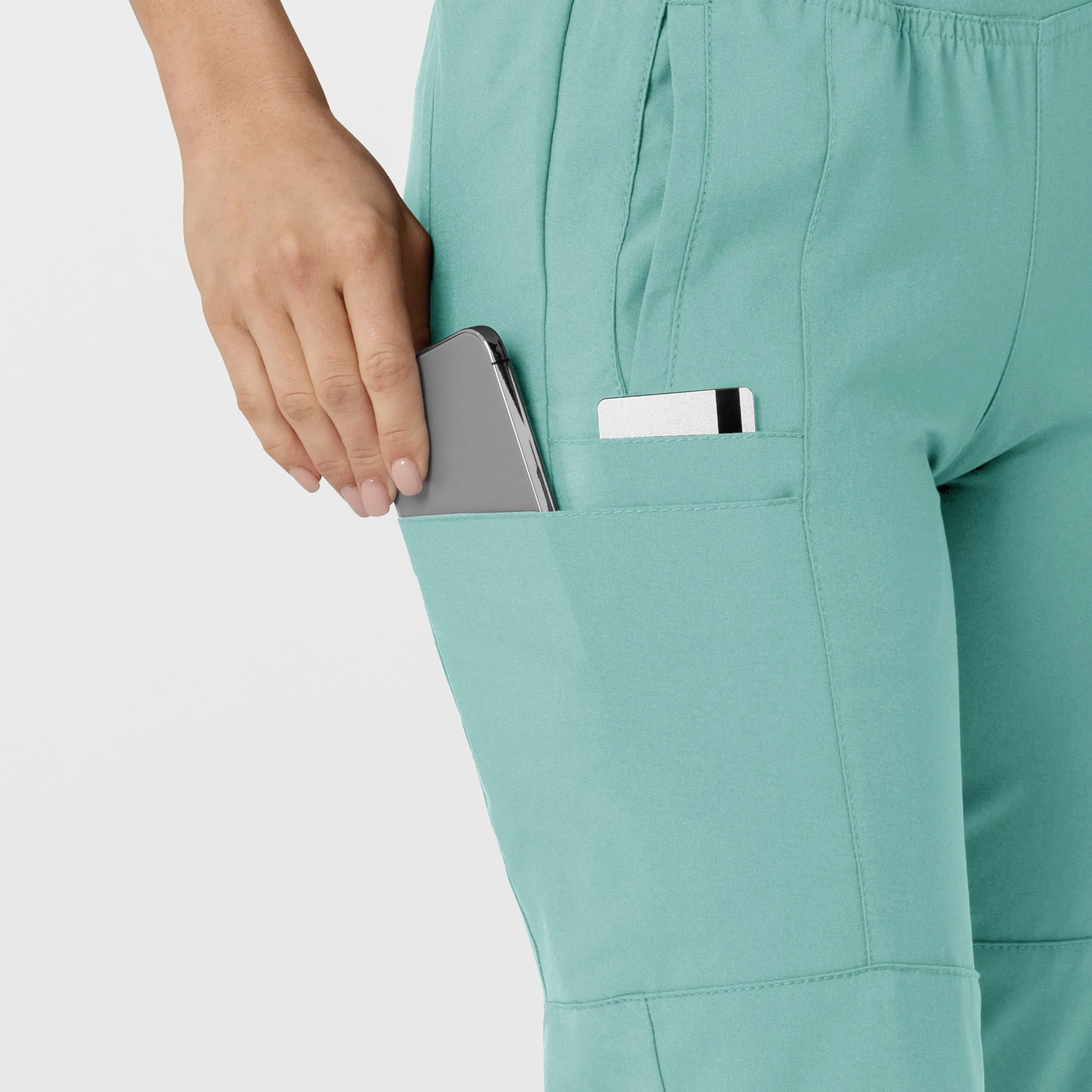 W123 5555 Comfort Waist Cargo Jogger Scrub Pants Turquoise