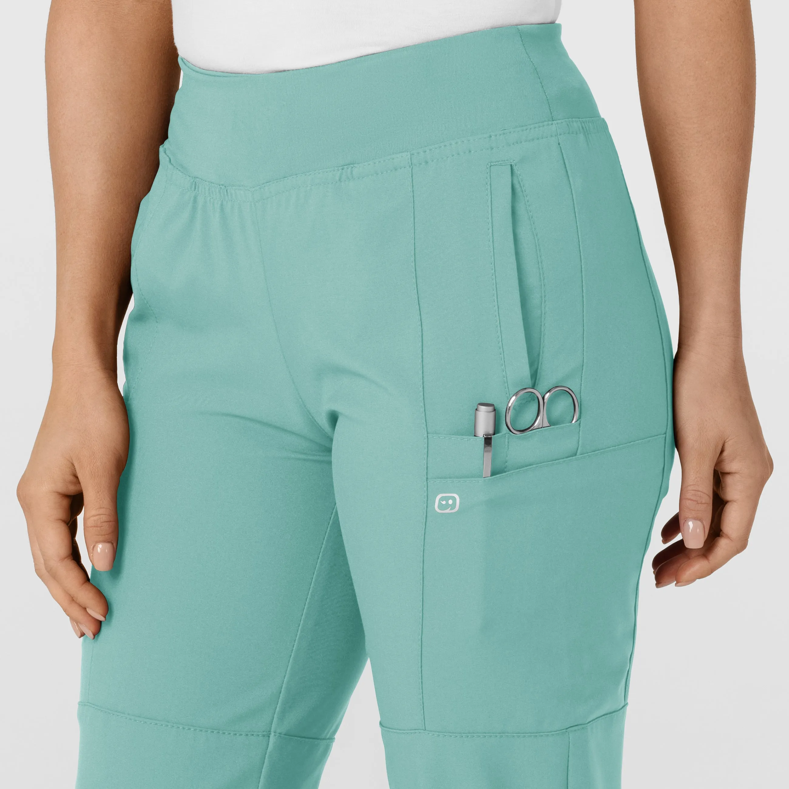 W123 5555 Comfort Waist Cargo Jogger Scrub Pants Turquoise