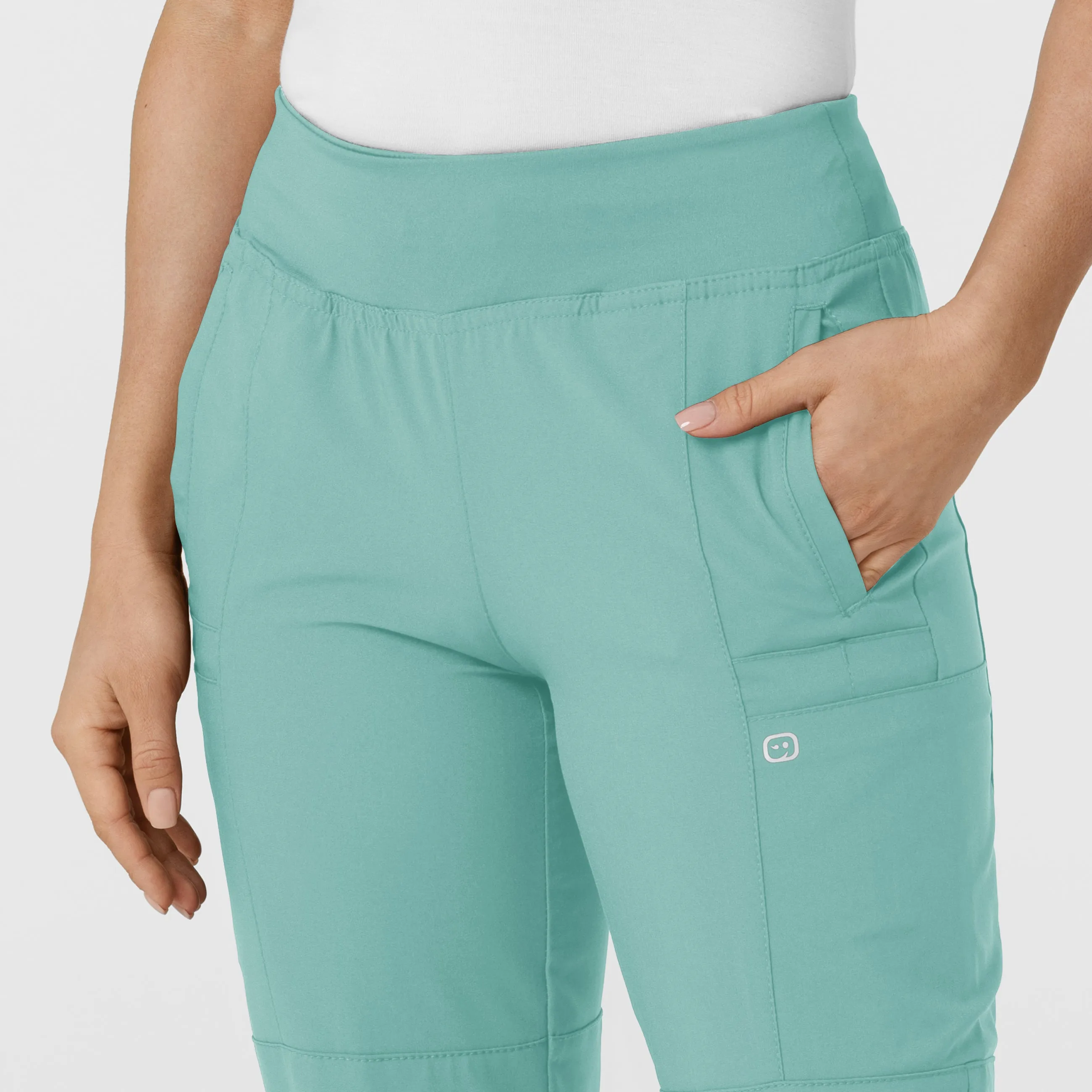 W123 5555 Comfort Waist Cargo Jogger Scrub Pants Turquoise