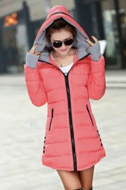 wadded jacket female women's winter jacket down cotton jacket slim parkas ladies coat plus size XS-XXL