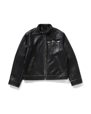 Washed Leather Harrington Jacket