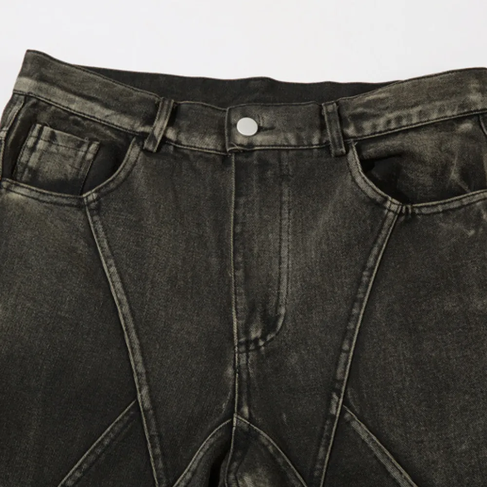 Washed Split Design Hip-Hop Horn Jeans