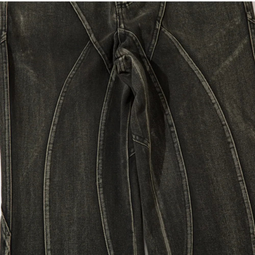 Washed Split Design Hip-Hop Horn Jeans