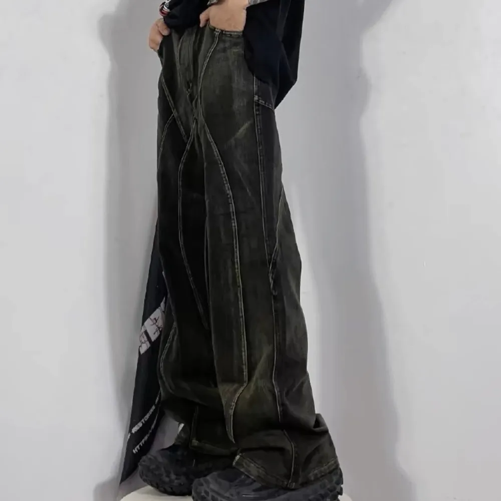 Washed Split Design Hip-Hop Horn Jeans