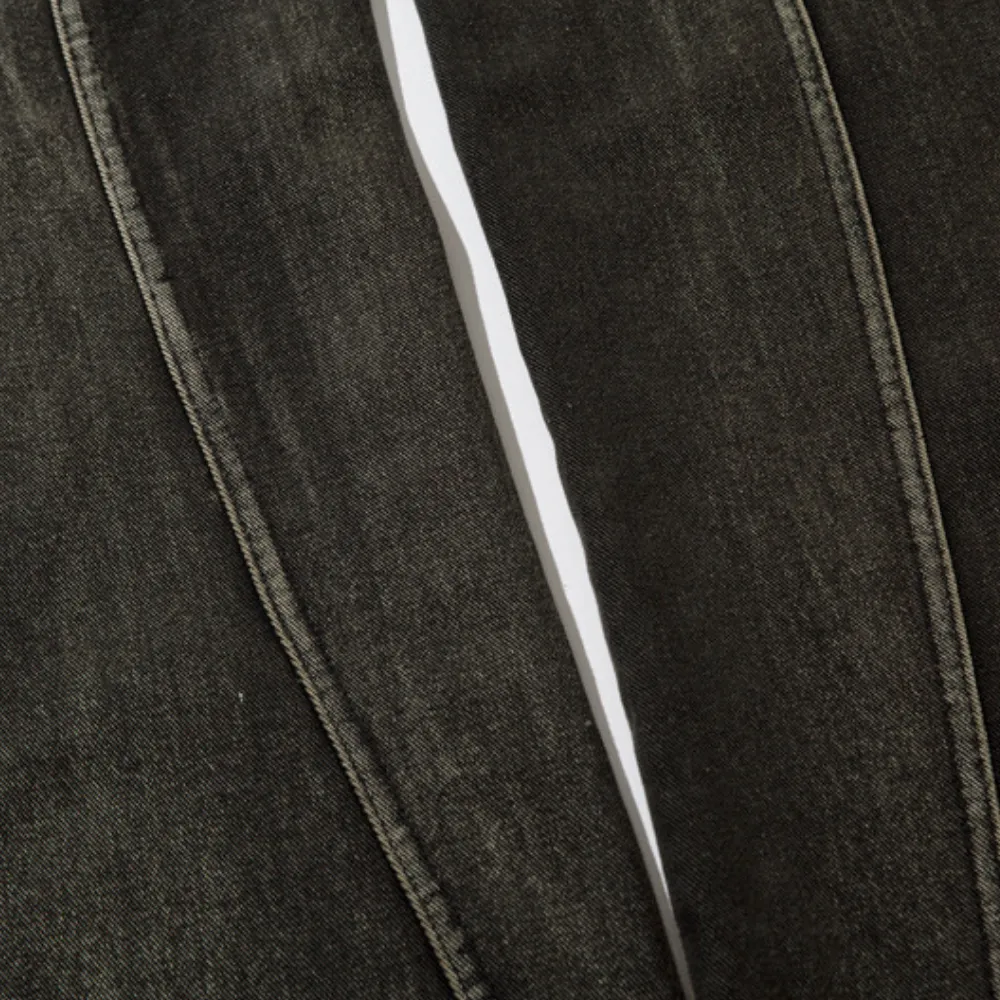 Washed Split Design Hip-Hop Horn Jeans